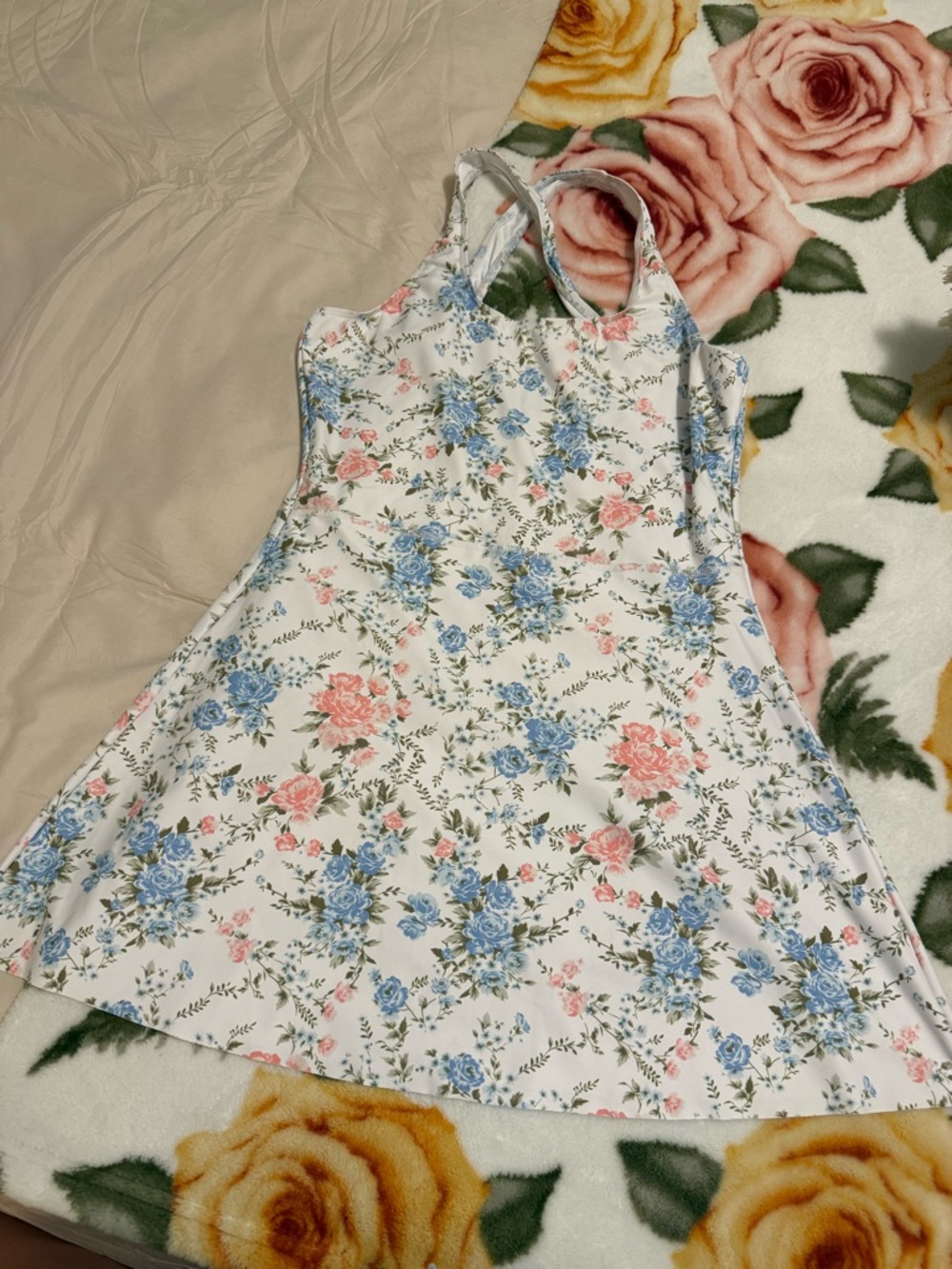 Athletic Dress in Blue & Pink on White